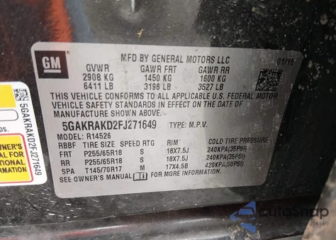 2015 Buick Enclave Convenience из США, поврежденный, VIN 5GAKRAKD2FJ271649